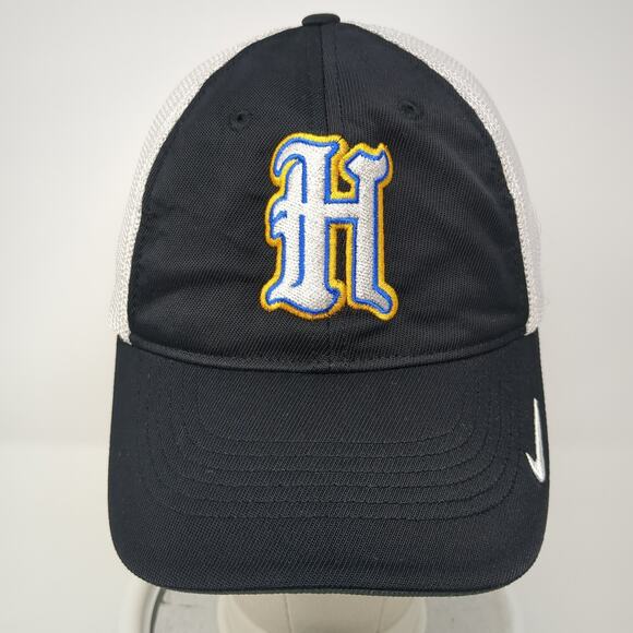 H Logo Fitted Trucker Hat Black Large Embroidered Mesh Back Flexfit Nike Golf - Picture 2 of 10